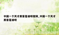 中国一个天才黑客是谁呀视频_中国一个天才黑客是谁呀