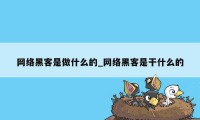 网络黑客是做什么的_网络黑客是干什么的