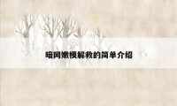 暗网嫩模解救的简单介绍