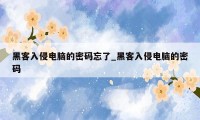 黑客入侵电脑的密码忘了_黑客入侵电脑的密码