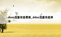 doss流量攻击费用_ddos流量攻击演示