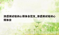 渗透测试培训心得体会范文_渗透测试培训心得体会