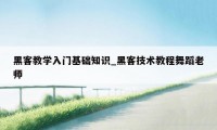 黑客教学入门基础知识_黑客技术教程舞蹈老师