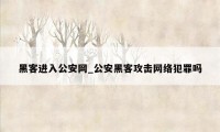 黑客进入公安网_公安黑客攻击网络犯罪吗