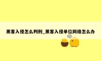黑客入侵怎么判刑_黑客入侵单位网络怎么办