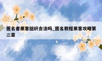 匿名者黑客组织合法吗_匿名教程黑客攻略第二章