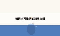 暗网叫万维网的简单介绍