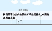 防范黑客攻击的主要技术手段是什么_中国防范黑客攻击