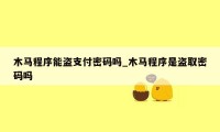 木马程序能盗支付密码吗_木马程序是盗取密码吗