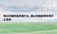端口扫描的目的是什么_端口扫描能够实现什么目的