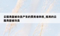 云服务器被攻击产生的费用谁承担_租用的云服务器被攻击