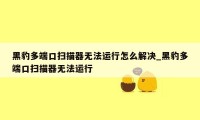 黑豹多端口扫描器无法运行怎么解决_黑豹多端口扫描器无法运行