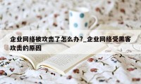 企业网络被攻击了怎么办?_企业网络受黑客攻击的原因
