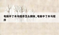 电脑中了木马程序怎么删除_电脑中了木马程序