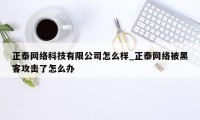 正泰网络科技有限公司怎么样_正泰网络被黑客攻击了怎么办