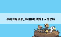 手机泄漏消息_手机推送泄露个人信息吗