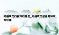 网络攻击的有效载体是_网络攻击以计算环境为载体