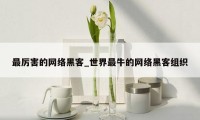 最厉害的网络黑客_世界最牛的网络黑客组织