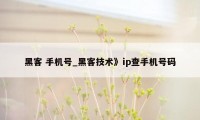黑客 手机号_黑客技术》ip查手机号码