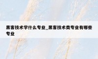 黑客技术学什么专业_黑客技术类专业有哪些专业