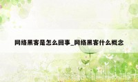 网络黑客是怎么回事_网络黑客什么概念