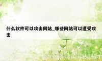 什么软件可以攻击网站_哪些网站可以遭受攻击