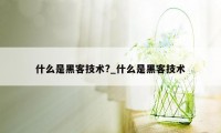 什么是黑客技术?_什么是黑客技术