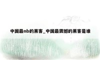 中国最nb的黑客_中国最震撼的黑客是谁