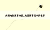美国电影黑客帝国_美国黑客程序员电影