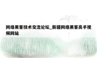 网络黑客技术交流论坛_新疆网络黑客高手视频网站