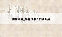 黑客刷分_黑客技术入门刷会员