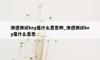 渗透测试key是什么意思啊_渗透测试key是什么意思
