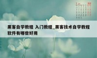 黑客自学教程 入门教程_黑客技术自学教程软件有哪些好用