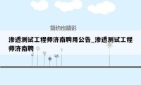 渗透测试工程师济南聘用公告_渗透测试工程师济南聘