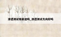 渗透测试有前途吗_渗透测试方向好吗