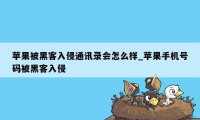 苹果被黑客入侵通讯录会怎么样_苹果手机号码被黑客入侵