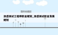 渗透测试工程师职业规划_渗透测试职业发展规划