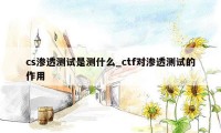 cs渗透测试是测什么_ctf对渗透测试的作用