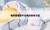 暗网需要搭平台吗的简单介绍