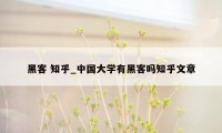 黑客 知乎_中国大学有黑客吗知乎文章