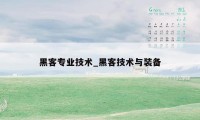 黑客专业技术_黑客技术与装备