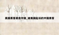 美国黑客袭击中国_被美国起诉的中国黑客