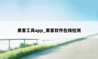 黑客工具app_黑客软件在线检测