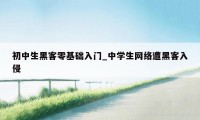 初中生黑客零基础入门_中学生网络遭黑客入侵