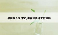 黑客攻入支付宝_黑客攻击过支付宝吗