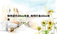 如何进行ddos攻击_如何打击ddos攻击