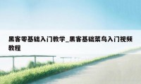 黑客零基础入门教学_黑客基础菜鸟入门视频教程