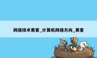 网络技术黑客_计算机网络方向_黑客