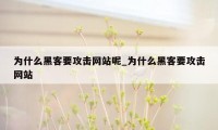为什么黑客要攻击网站呢_为什么黑客要攻击网站