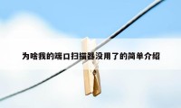 为啥我的端口扫描器没用了的简单介绍